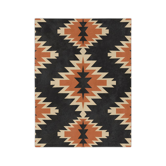 Cozy Velveteen Microfiber Blanket, Boho Decor, Southwestern Throw, Gift for Home, Warm Blanket, Stylish Accent - LOLA VEGAS ART
