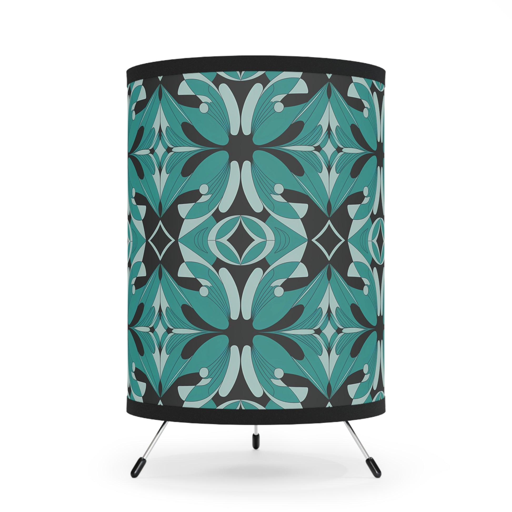 Elegant Tripod Lamp with Floral High-Res Shade, Modern Lighting for Home Decor, Bohemian Style, Gift for Housewarming, Bedroom Lighting - LOLA VEGAS ART