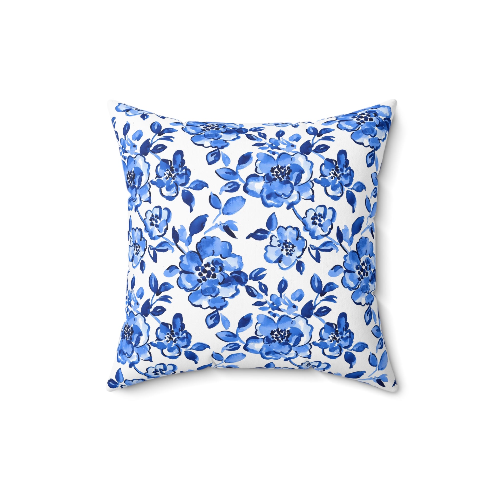 Floral Blue Throw Pillow, Cozy Decor, Home Accent, Gift Idea, Couch Cushion, Living Room Decor, Mother's Day Gift, Chinoiserie Design - LOLA VEGAS ART