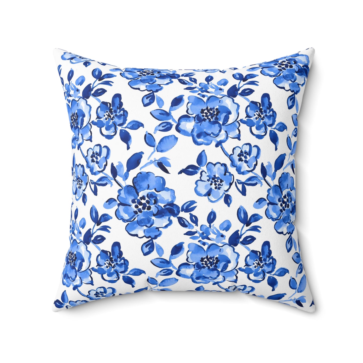 Floral Blue Throw Pillow, Cozy Decor, Home Accent, Gift Idea, Couch Cushion, Living Room Decor, Mother's Day Gift, Chinoiserie Design - LOLA VEGAS ART