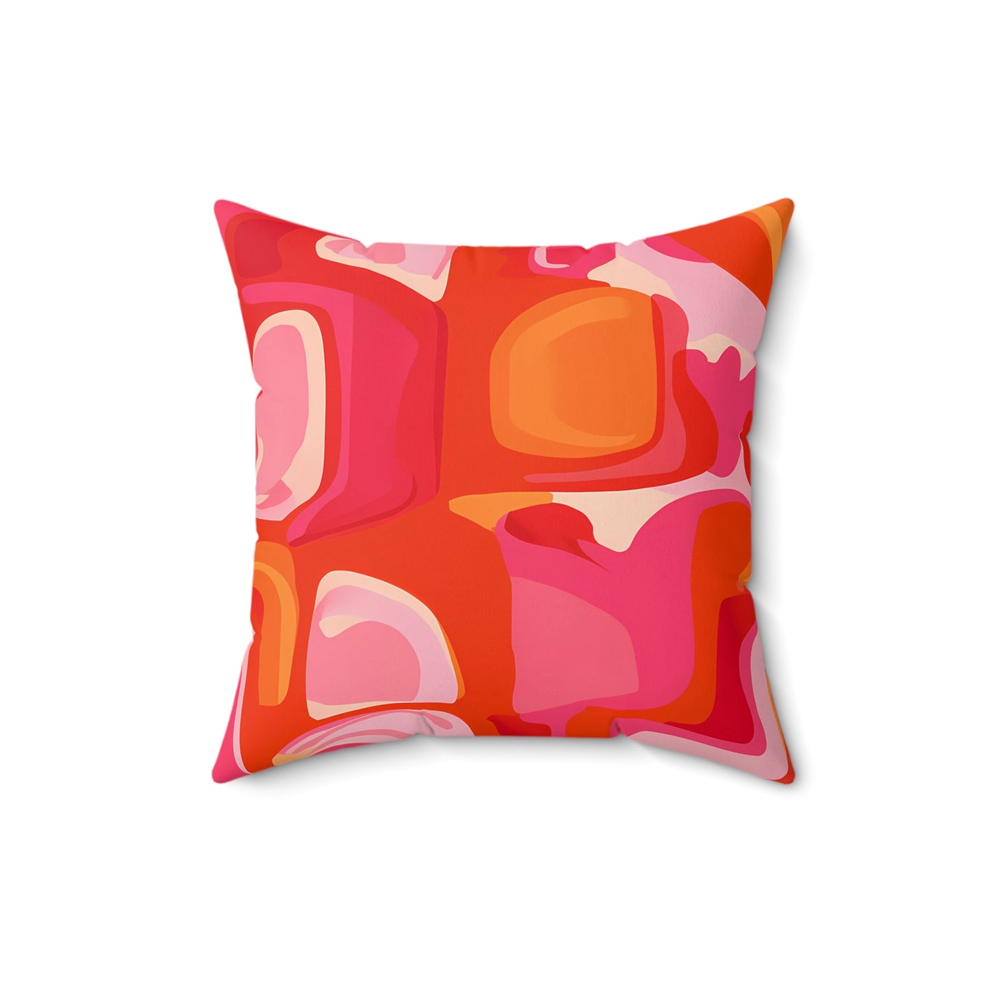 Boho Psychedelic Pillow, Retro Pink Orange Abstract Square Throw Pillow, Home Decor Accent, Bohemian Cushion, Groovy Pillowcase, Hippie - LOLA VEGAS ART
