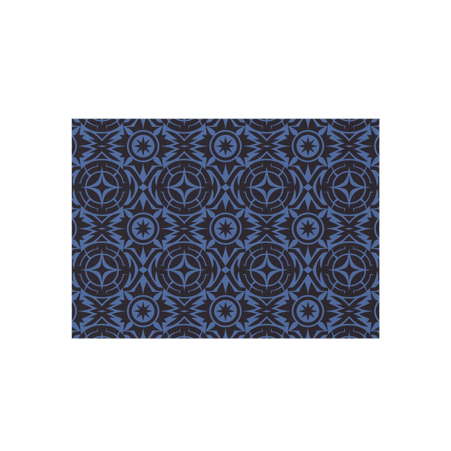 Blue and Black Stylish Outdoor Rug for Patios, Decks, and Porches, Durable Decorative Mat, Outdoor Living Essentials, Seasonal Decorations - LOLA VEGAS ART