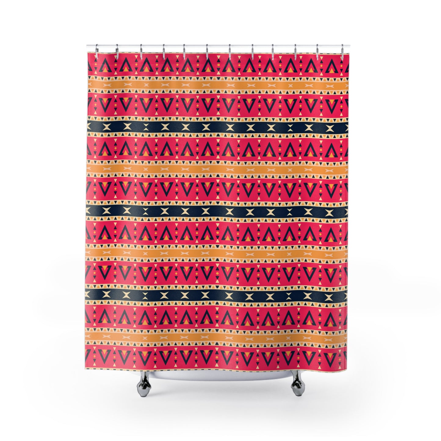 Boho Chic Shower Curtain, Colorful Tribal Pattern, Bathroom Decor, Ethnic Print Shower Curtain, Unique Bath Accessory