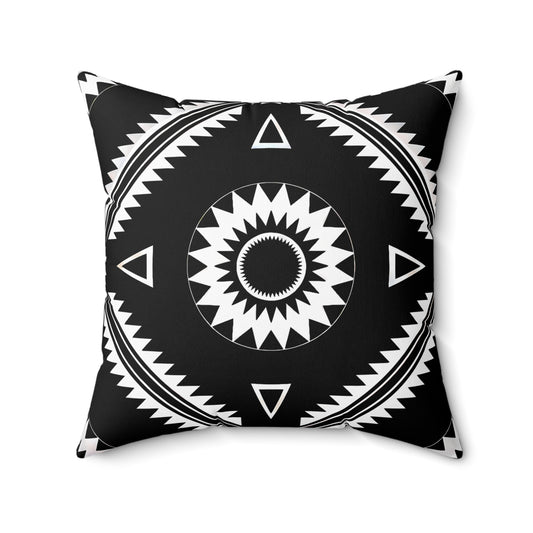 Black and White Bohemian Decorative Pillow, Tribal Pattern Accent Cushion, Modern Home Decor, Cozy Living Room Accessory, Unique Gift Idea - LOLA VEGAS ART
