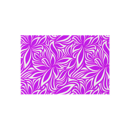 Magenta White Floral Pattern Outdoor/Indoor Rug | Tropical Leaf Medallion Patio Mat