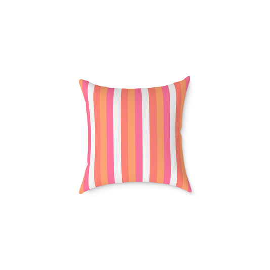 Pink Orange Stripe Square Pillow | Colorful Striped Throw Pillow