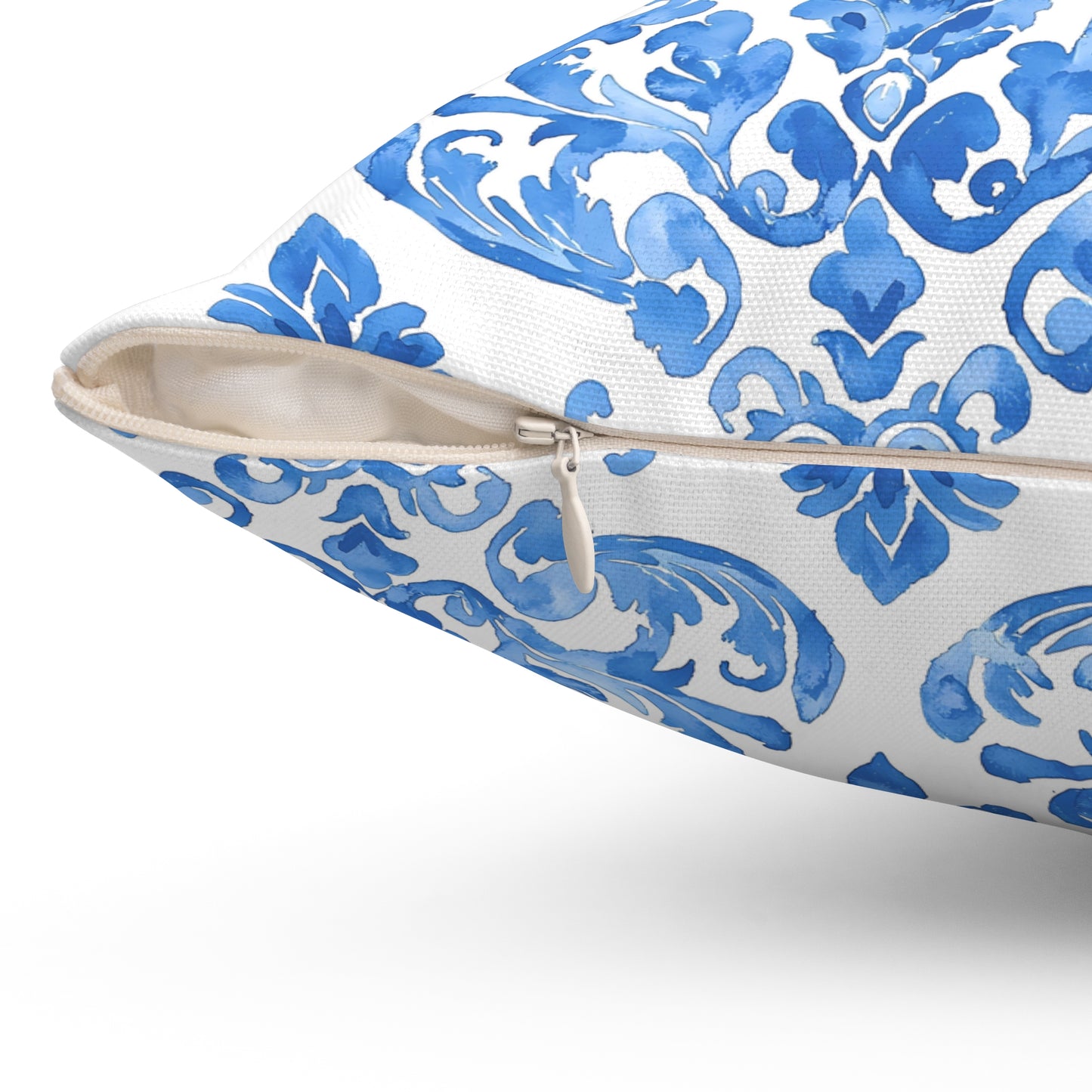 Blue Floral Damask Pillow - Cozy Home Decor, Decorative Couch Cushion, Luxurious Throw Pillow, Elegant Gift for Her, Living Room Accent - LOLA VEGAS ART