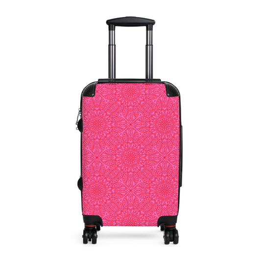 Stylish Pink Mandala Suitcase, Travel Luggage, Unique Carry-On, Bohemian Travel Gear, Fashionable Vacation Bag, Gift For Her - LOLA VEGAS ART