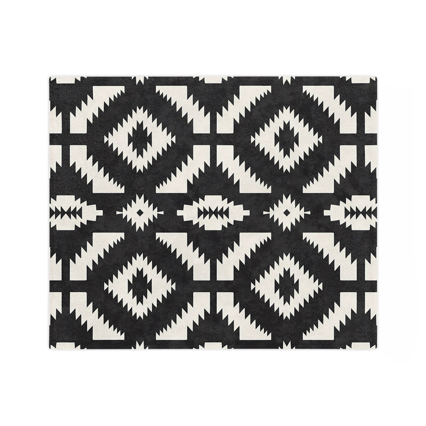 Geometric Pattern Velveteen Blanket, Cozy Microfiber Throw, Modern Home Decor, Rustic Couch Comfort, Black and White Warmth - LOLA VEGAS ART