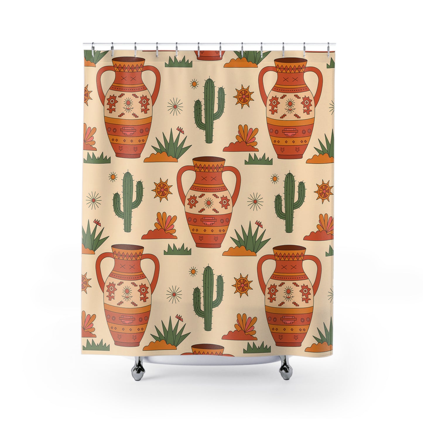Boho Chic Shower Curtains, Southwestern Decor, Bathroom Accessories, Gift for Housewarming, Ethnic Style Home Decor - LOLA VEGAS ART