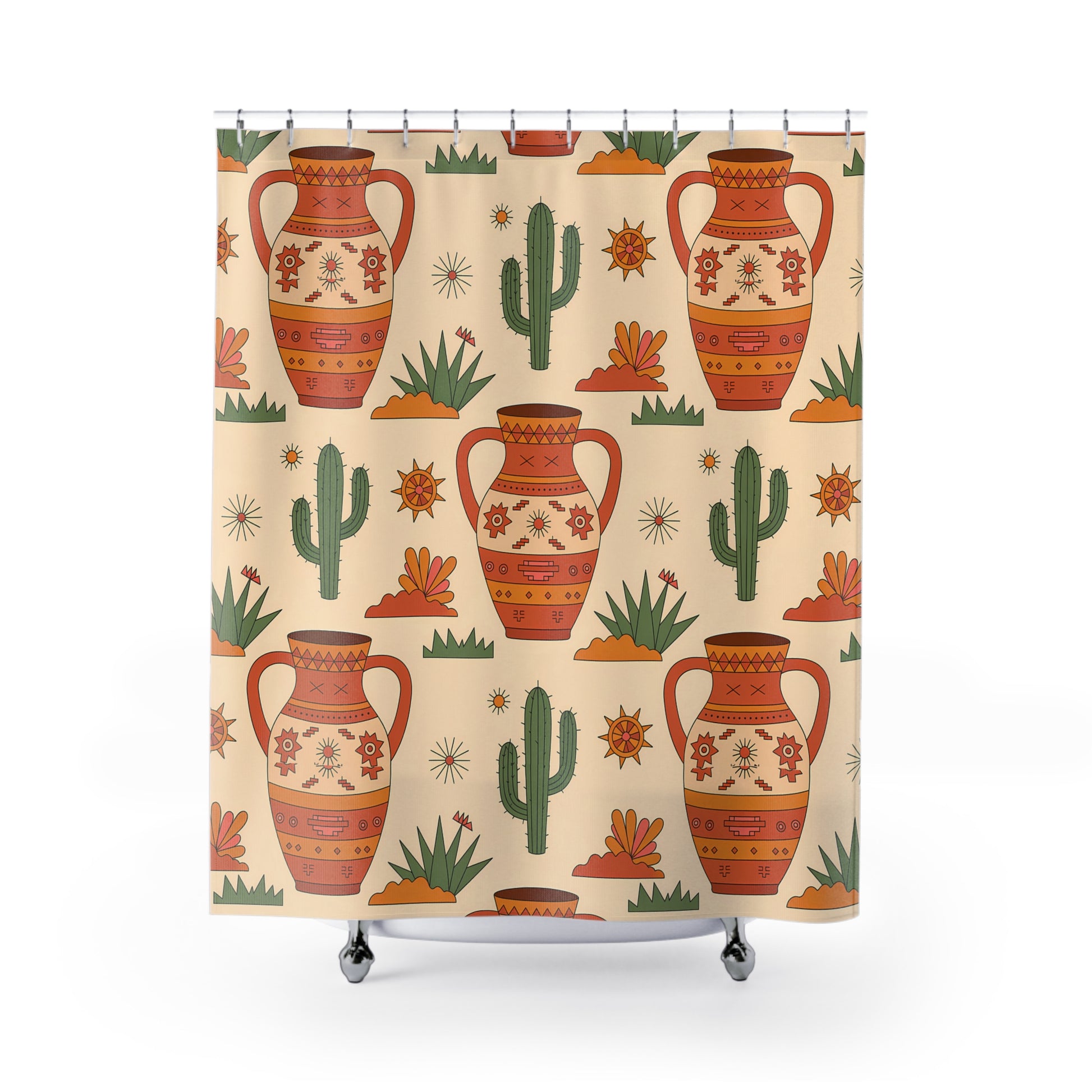 Boho Chic Shower Curtains, Southwestern Decor, Bathroom Accessories, Gift for Housewarming, Ethnic Style Home Decor - LOLA VEGAS ART