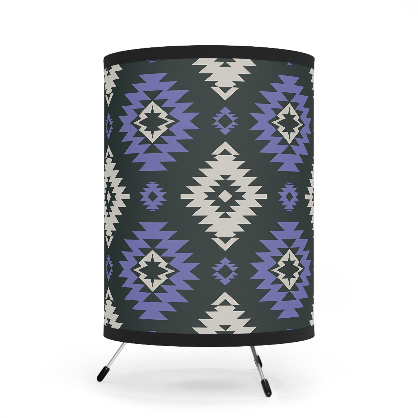 Tribal Print Tripod Lamp - Bohemian Home Decor, Ethnic Style Lighting, Unique Gift for Housewarming, Modern Table Lamp, Eclectic Room Accent - LOLA VEGAS ART