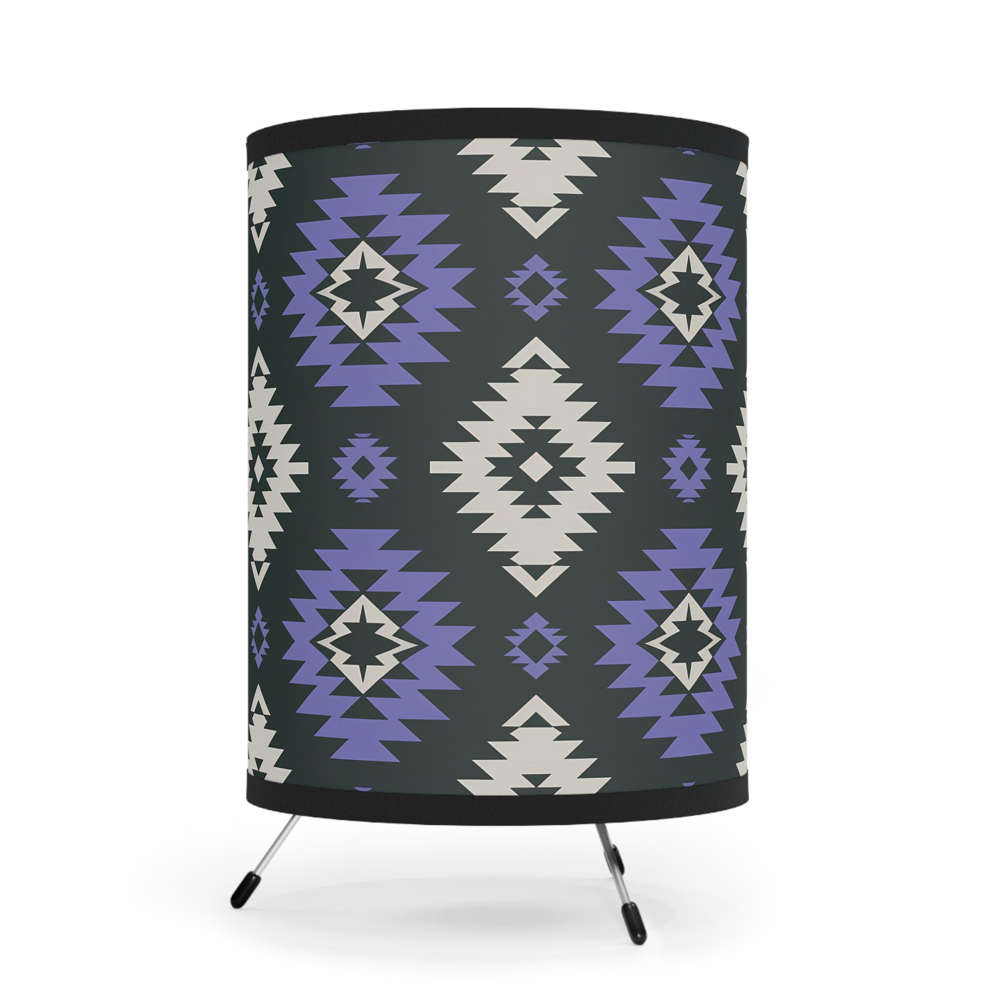 Tribal Print Tripod Lamp - Bohemian Home Decor, Ethnic Style Lighting, Unique Gift for Housewarming, Modern Table Lamp, Eclectic Room Accent - LOLA VEGAS ART