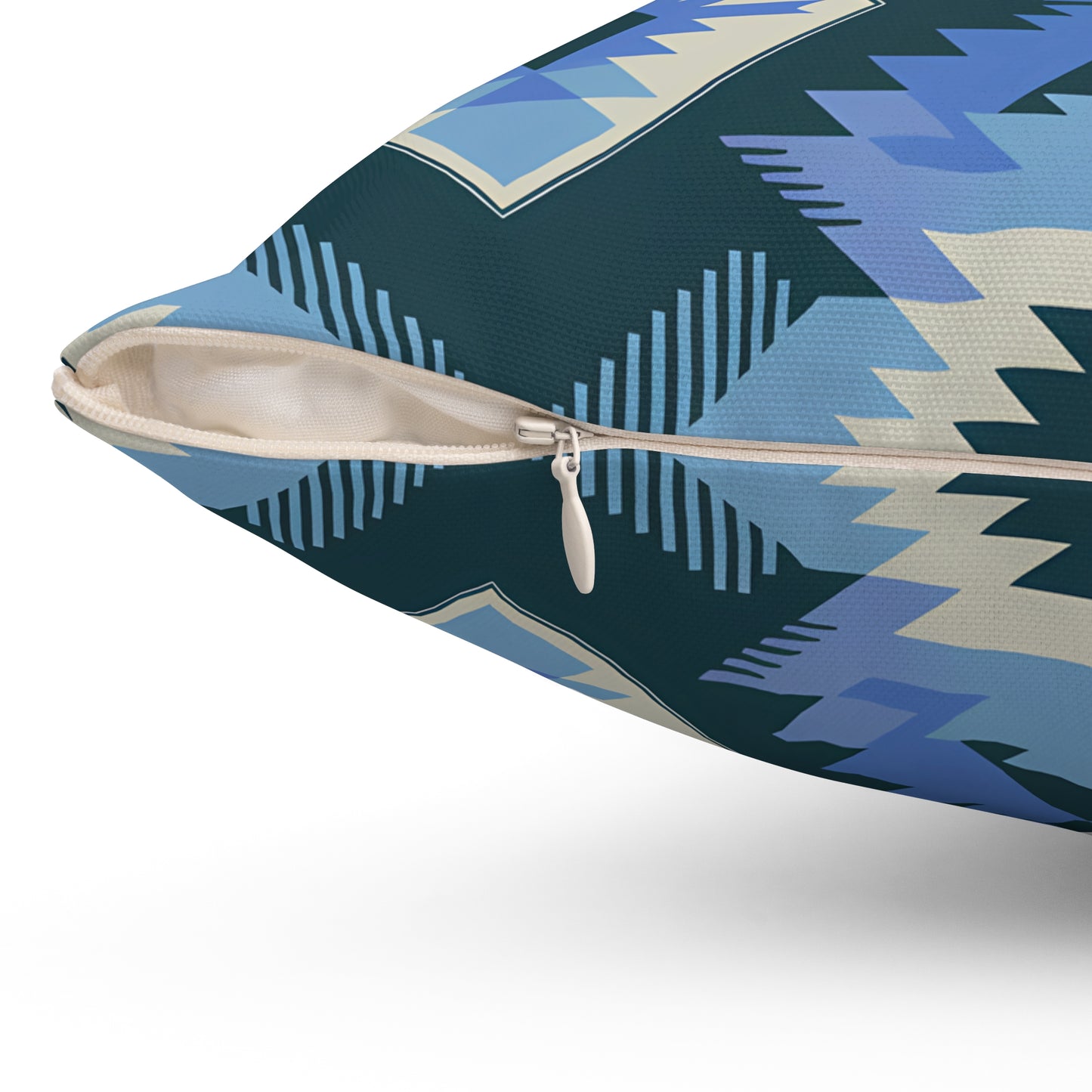 Bohemian Blue Geometric Pillow, Cozy Home Decor, Throw Cushion, Aztec Style, Gift for Her, Living Room Accent - LOLA VEGAS ART