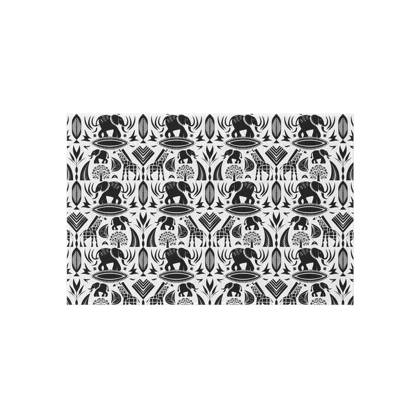 Black/White jungle Indoor/Outdoor Bohemian Rug, Stylish Patio Mat, Home Decor, Garden Area, Picnic Essentials, Unique Gift for Nature Lovers - LOLA VEGAS ART