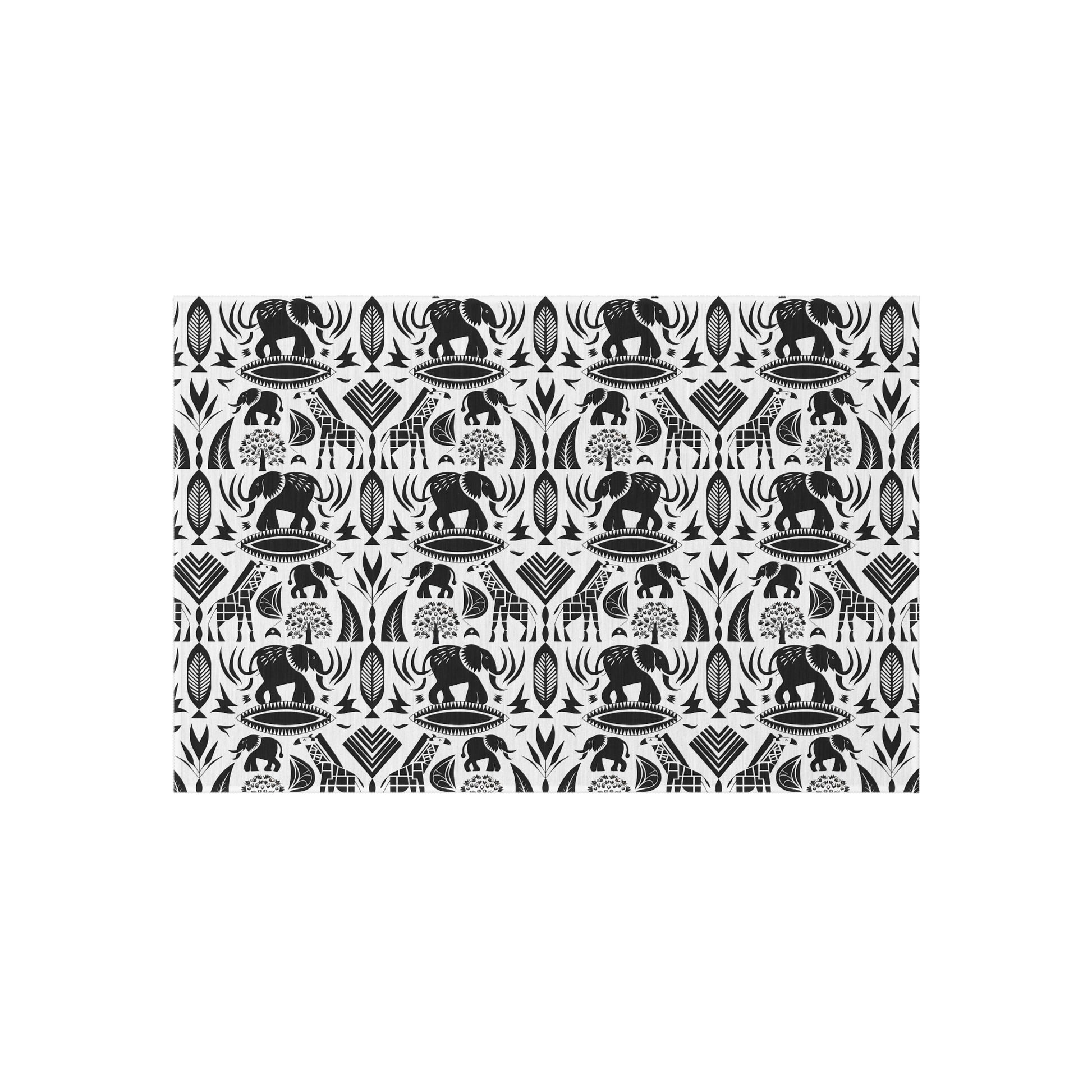 Black/White jungle Indoor/Outdoor Bohemian Rug, Stylish Patio Mat, Home Decor, Garden Area, Picnic Essentials, Unique Gift for Nature Lovers - LOLA VEGAS ART