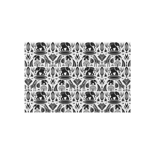 Black/White jungle Indoor/Outdoor Bohemian Rug, Stylish Patio Mat, Home Decor, Garden Area, Picnic Essentials, Unique Gift for Nature Lovers - LOLA VEGAS ART
