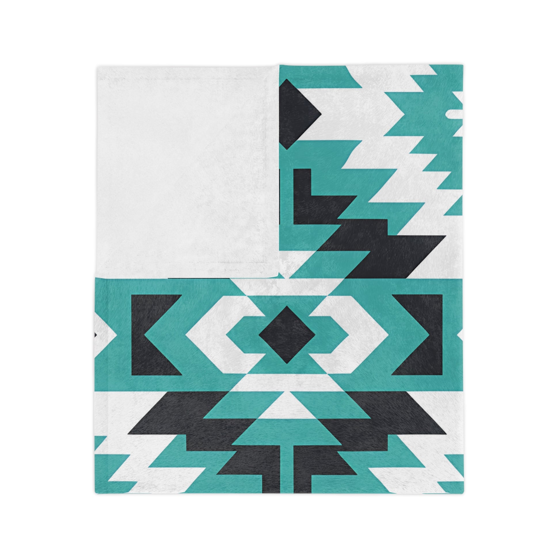 Turquoise Tribal Velveteen Blanket, Cozy Throw for Indoor, Outdoor Use, Perfect Gift for Relaxing & Home Decor, Tribe Pattern - LOLA VEGAS ART