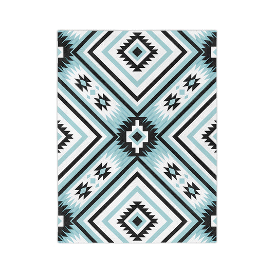 Boho Geometric Velveteen Blanket | Cozy Throw for Home Decor, Indoor Comfort, Gift for Her, Tribal Pattern Blanket, Stylish Sofa Cover - LOLA VEGAS ART