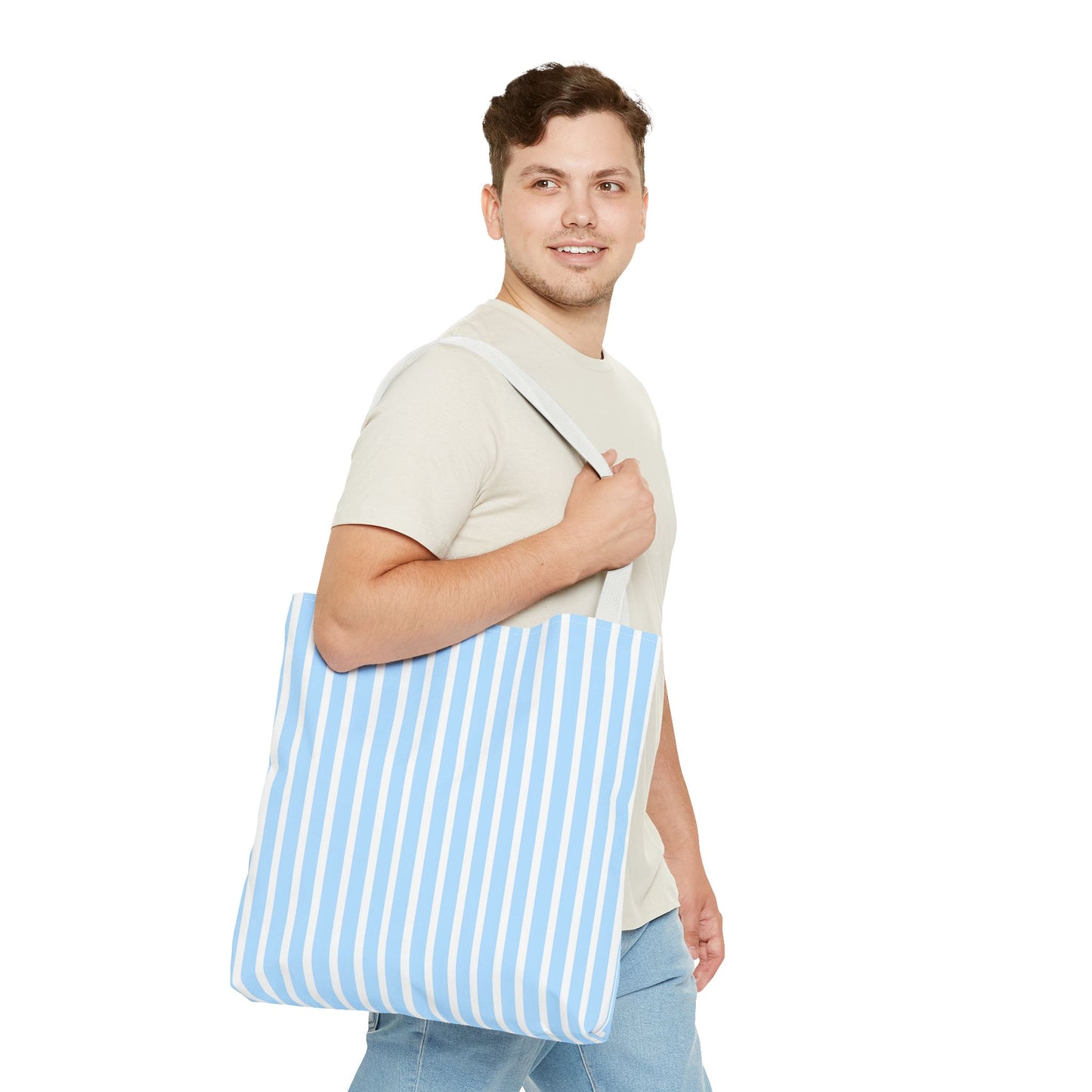 Chic Blue Striped Tote Bag, Casual Shopping Bag, Beach Tote, Eco-Friendly Handbag, Summer Style Accessory, Travel Essentials
