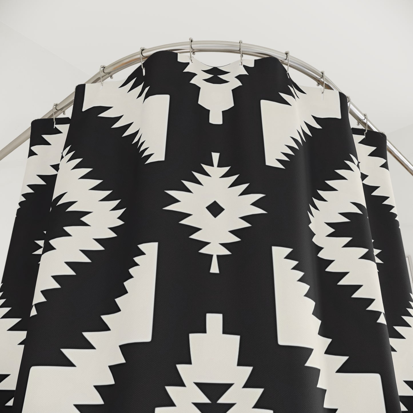 Modern Tribal Shower Curtains, Bohemian Bathroom Decor, Black and White Home Accessory, Ethnic Pattern, Gift for Housewarming - LOLA VEGAS ART