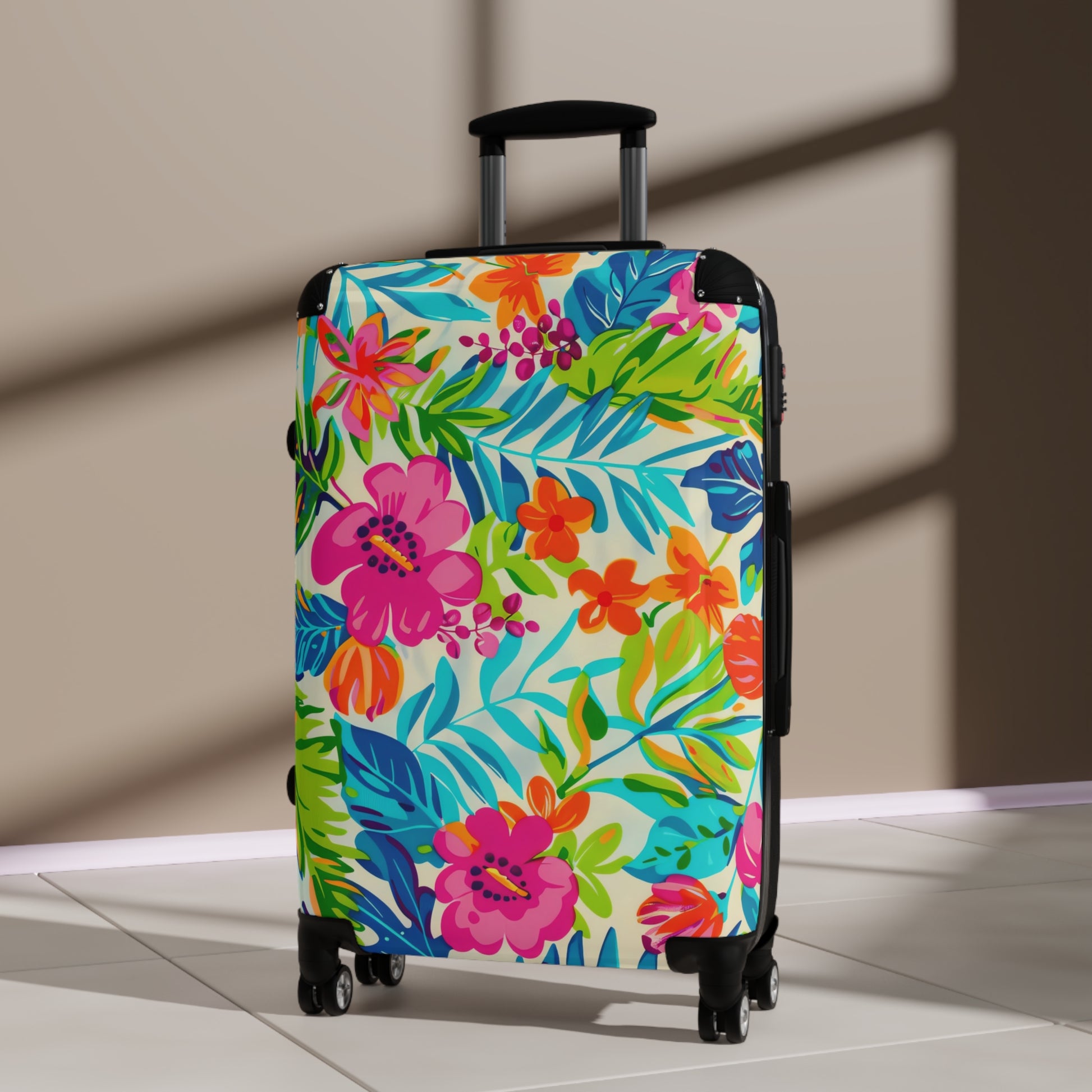 Vibrant Floral Suitcase - Travel Bag for Adventurers, Luggage for Beach Vacations, Summer Getaways, Gift for Travelers, Unique Carry-On - LOLA VEGAS ART