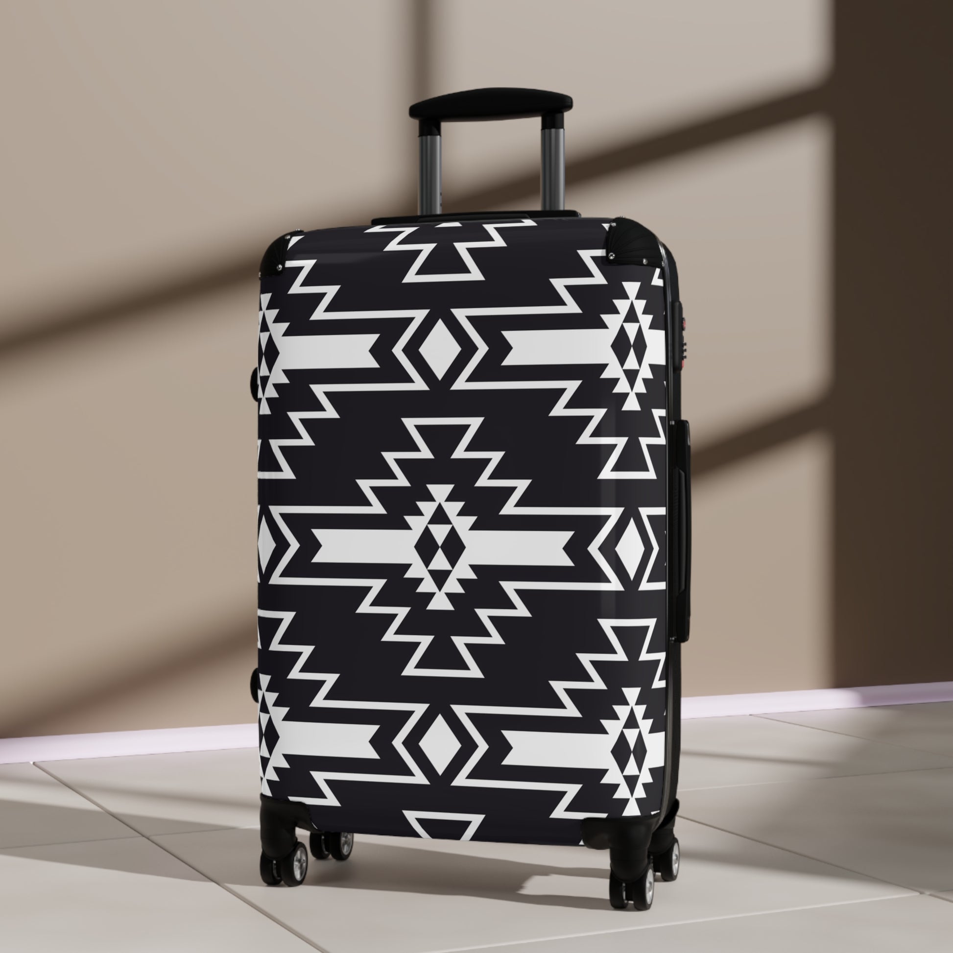 Stylish Suitcase with Tribal Black and White Design, Travel Luggage, Custom Carry-On, Unique Gift for Adventurers, Vacation Essentials, - LOLA VEGAS ART