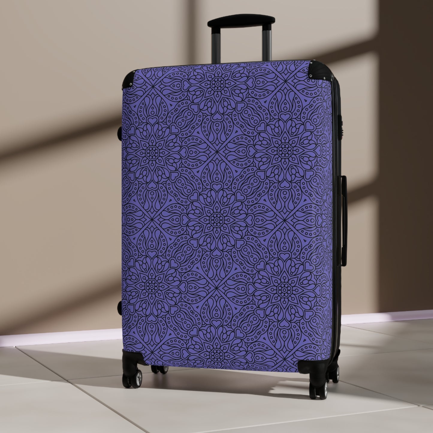 Purple Boho Chic Suitcase Cover, Stylish Luggage Protector, Travel Accessory, Personalized Travel Gift, Vacation Essentials - LOLA VEGAS ART