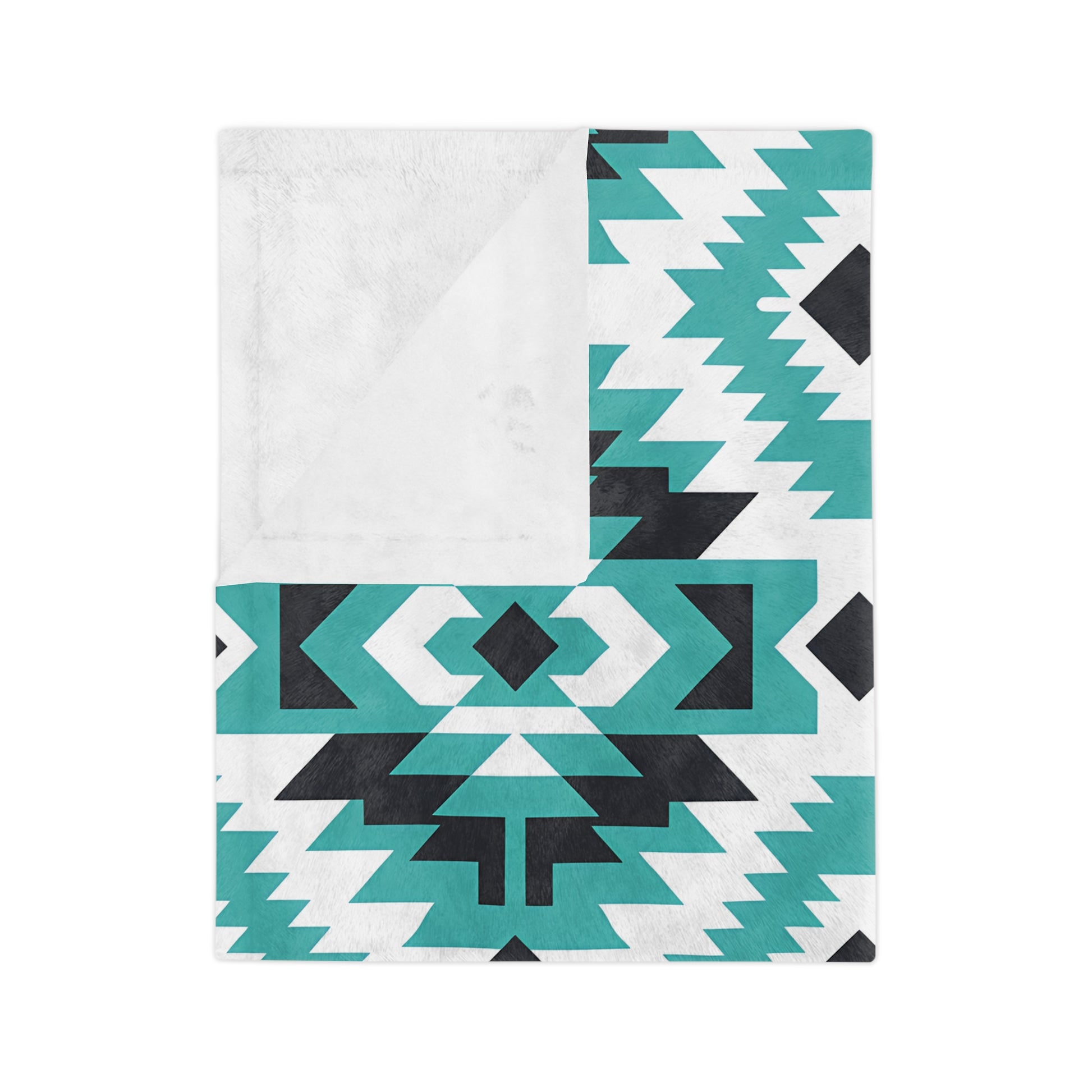 Turquoise Tribal Velveteen Blanket, Cozy Throw for Indoor, Outdoor Use, Perfect Gift for Relaxing & Home Decor, Tribe Pattern - LOLA VEGAS ART