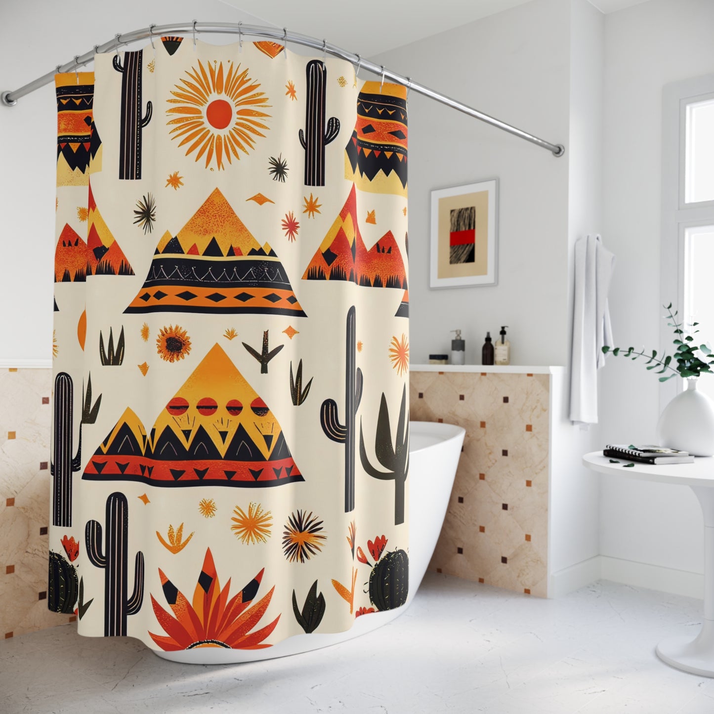 Desert Vibes Shower Curtain - Bohemian Bathroom Decor, Southwestern Style, Unique Home Accent, Gift for Nature Lovers, Vacation Vibe