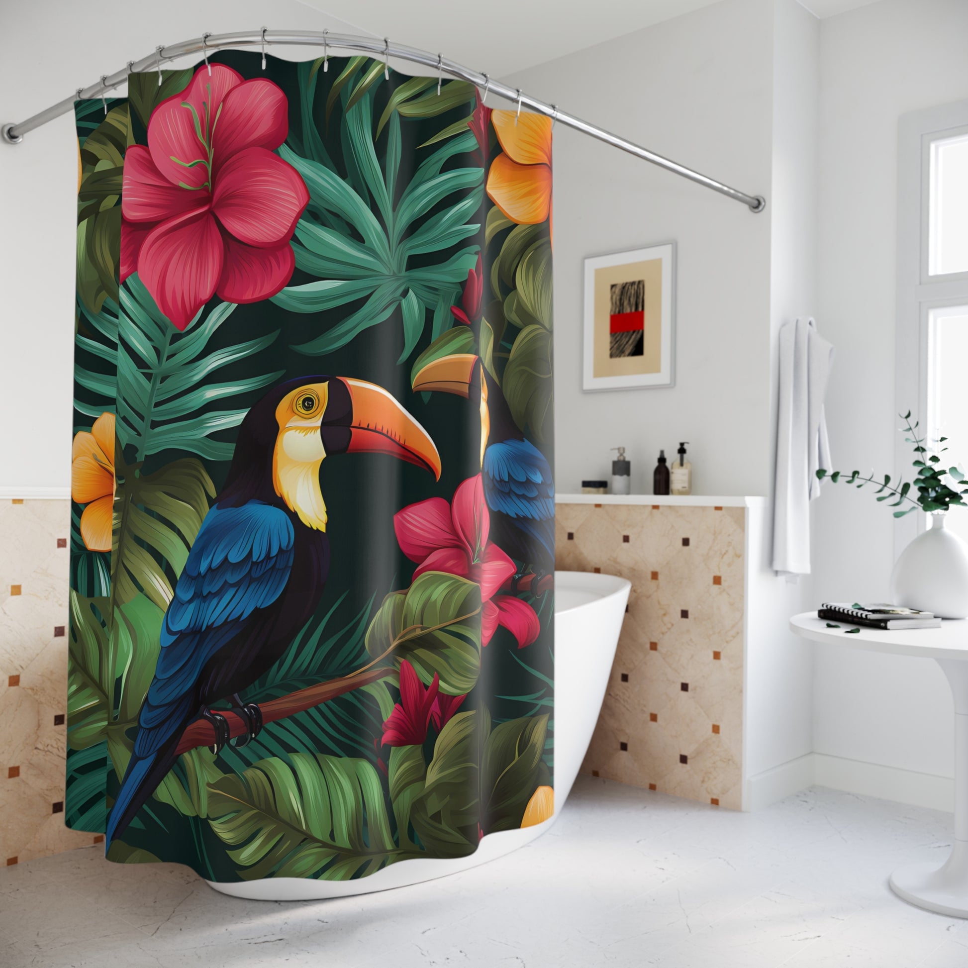 Tropical Paradise Shower Curtain - Enhance Your Bathroom with Vibrant Tropical Décor, Perfect for Nature Lovers, Gifts for Home Decor, - LOLA VEGAS ART