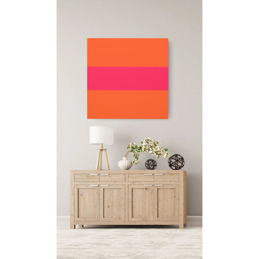 Bold Pink Stripe Orange Canvas Wall Art