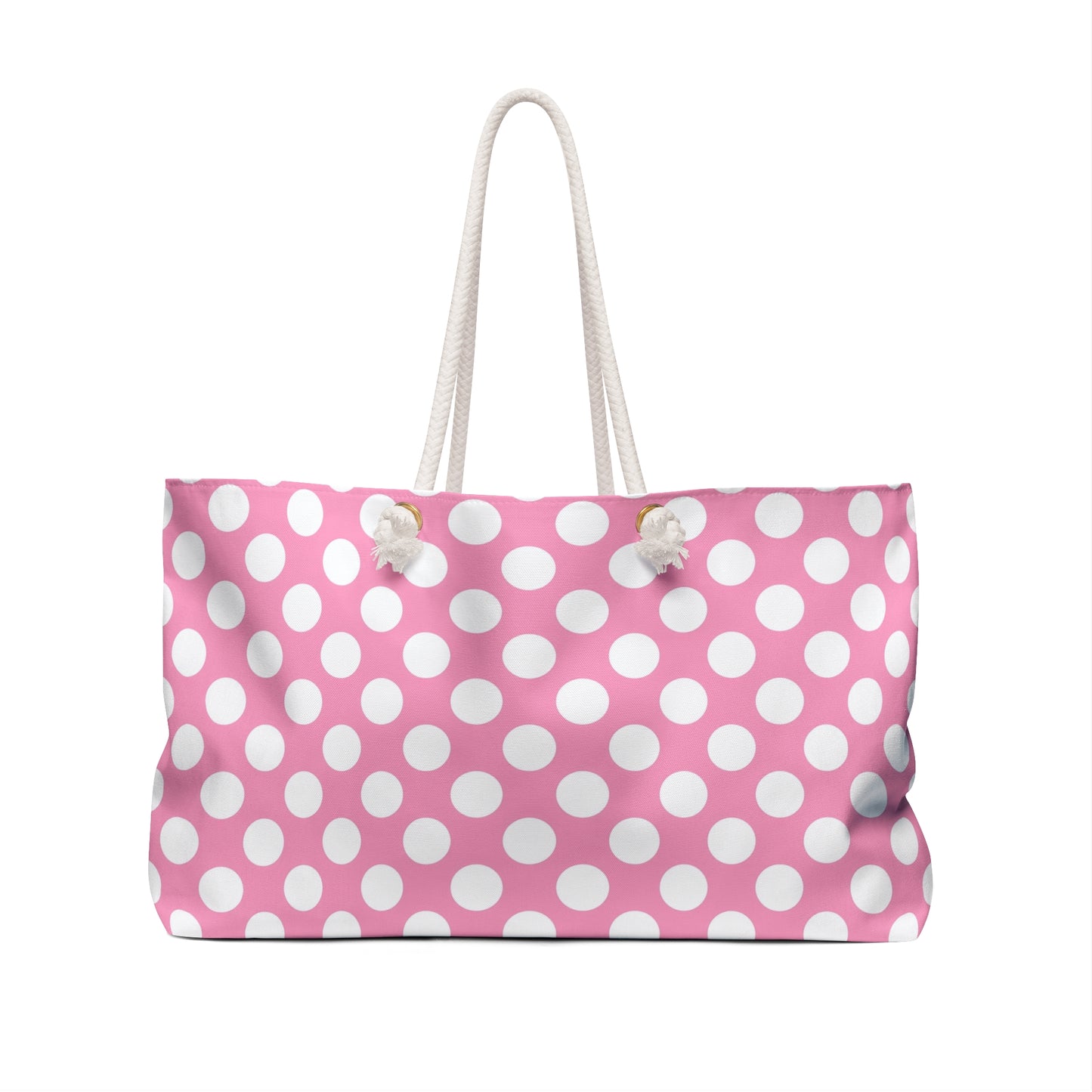 Chic Pink Polka Dot Weekender Bag, Stylish Tote, Beach Bag, Travel Bag, Weekend Getaway, Gift for Her, Summer Accessory - LOLA VEGAS ART