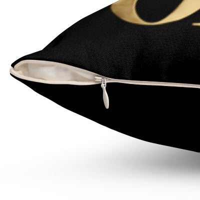 Fashionista Glam Square Pillow - Black/Gold, Stylish Decor, Trendy Throw Cushion, Chic Home Accessory, Gift for Fashion Lover, Glam Decor - LOLA VEGAS ART