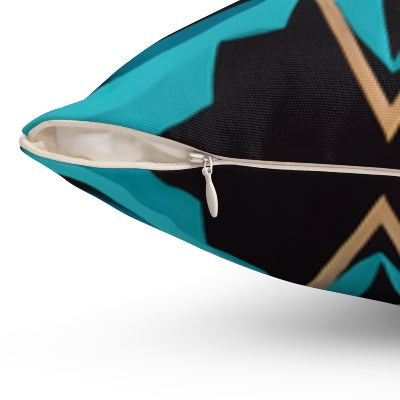 Art Deco Square Pillow, Turquoise Black Gold Retro Glam Hollywood Regency Home Decor, Throw Cushion Cover, Decorative Accent, Unique Gift - LOLA VEGAS ART