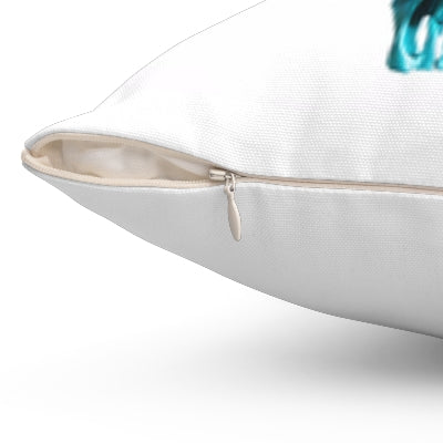 Boho Turquoise Skull Head Spun Polyester Pillow - Southwestern Hippie Home Decor,  Square Cushion Cover, Bohemian Throw - LOLA VEGAS ART