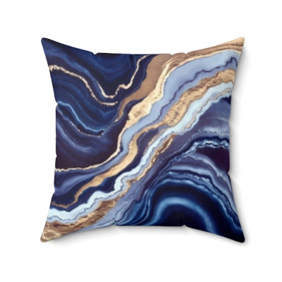 Geode Layers Square Pillow, Blue White Gold Abstract Natural Beauty Home Decor, Throw Pillow, Accent Pillow, Living Room Decor, Bedroom - LOLA VEGAS ART