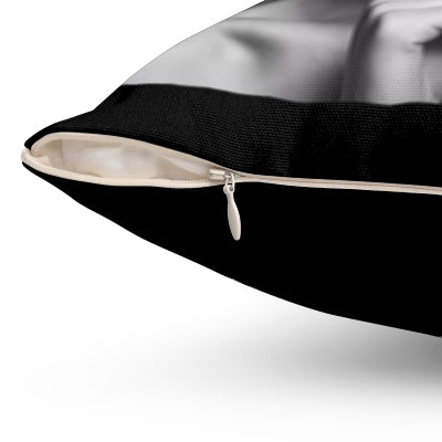 Square Pillow, Retro Femme Fatale Smoking Revolver Square Throw Pillow, Film Noir Hollywood Regency Glamorous Home Decor, Black Sunglasses - LOLA VEGAS ART