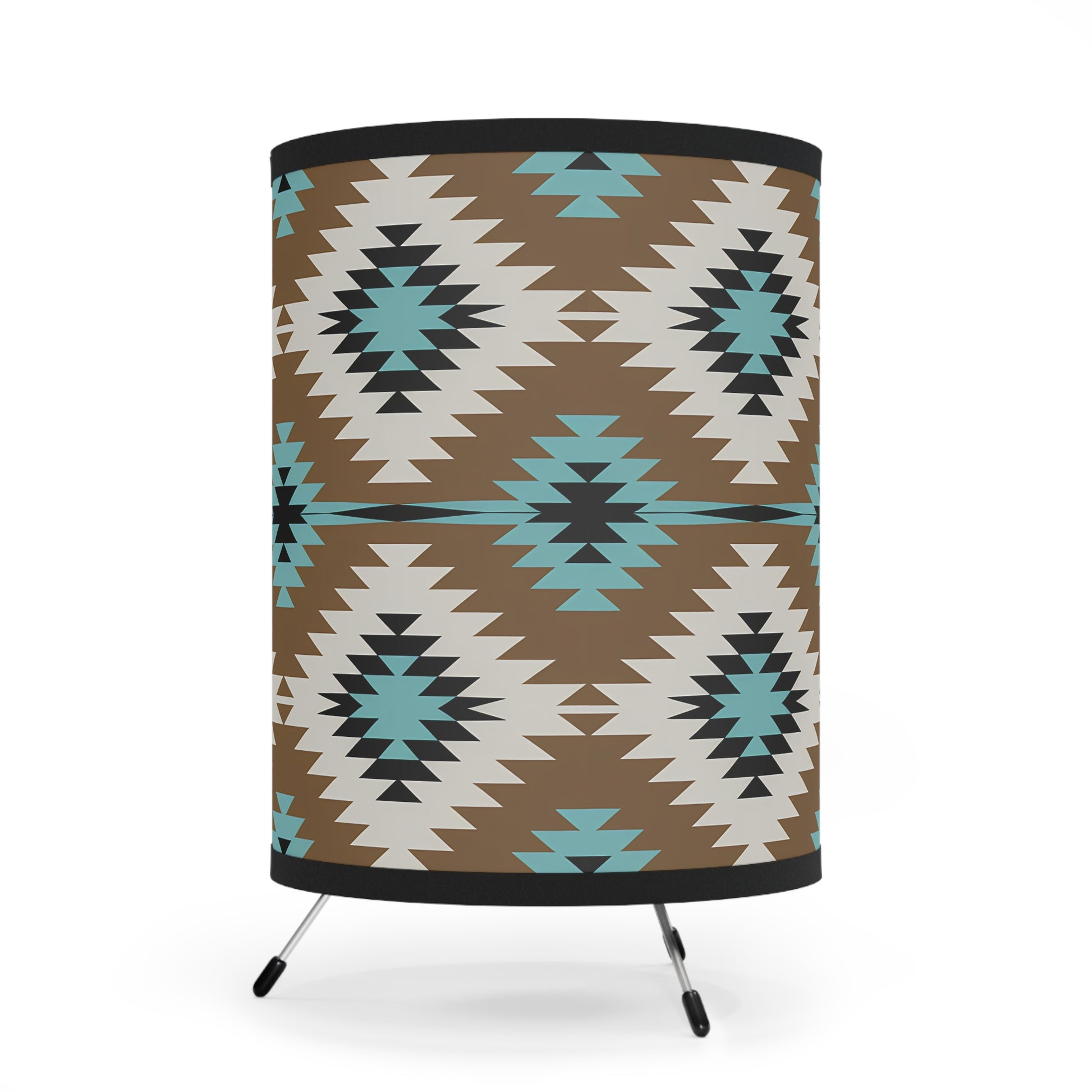 Bohemian Tripod Lamp - Aztec Patterned Shade, Home Decor, Modern Lighting, Tribal Style, Unique Gift, Bedroom Accent - LOLA VEGAS ART