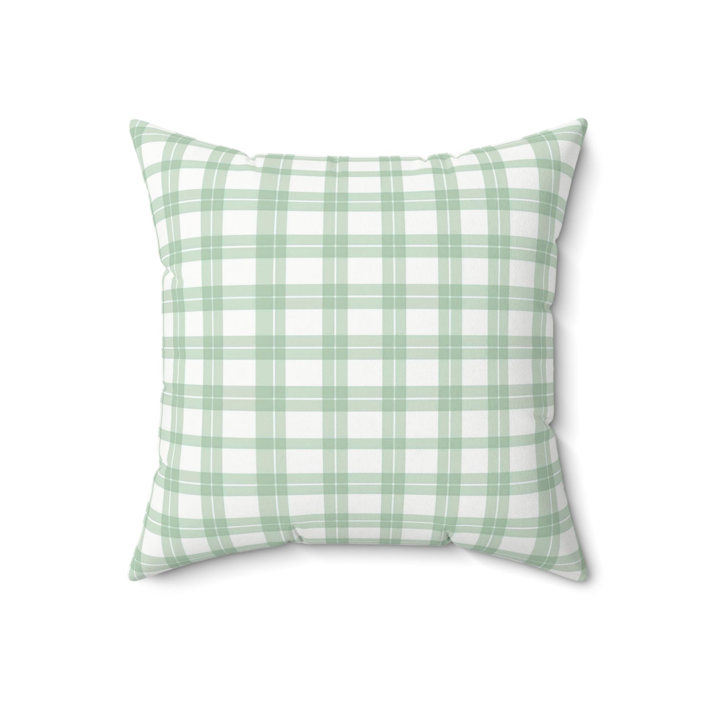Green Plaid Spun Polyester Pillow, Cozy Decorative Cushion, Farmhouse Style Home Decor, Gift for Homeowners, Holiday Accent - LOLA VEGAS ART