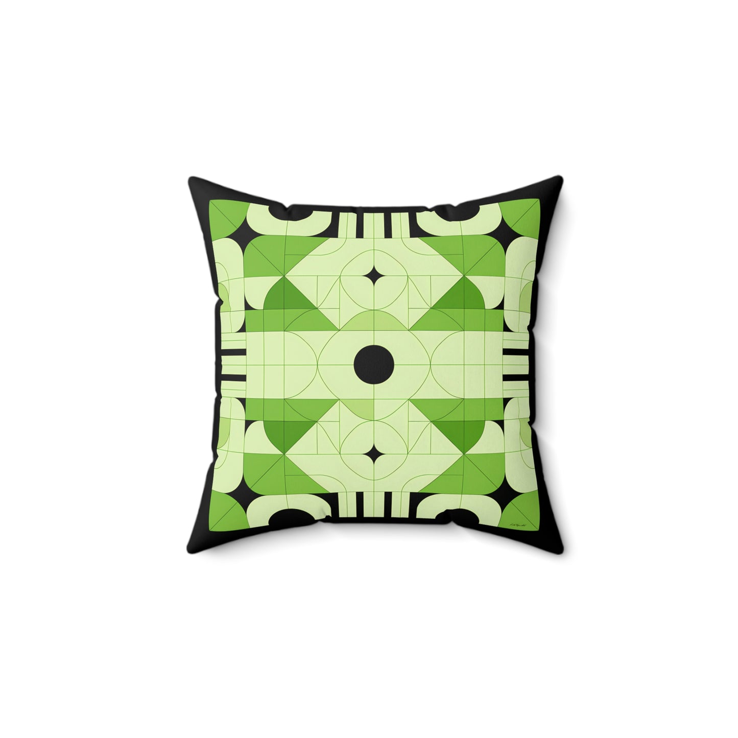 Geometric Green and Black Accent Pillow, Modern Decorative Pillow, Home Decor Gift, Unique Couch Cushion, Boho Pillow, Abstract Decor - LOLA VEGAS ART