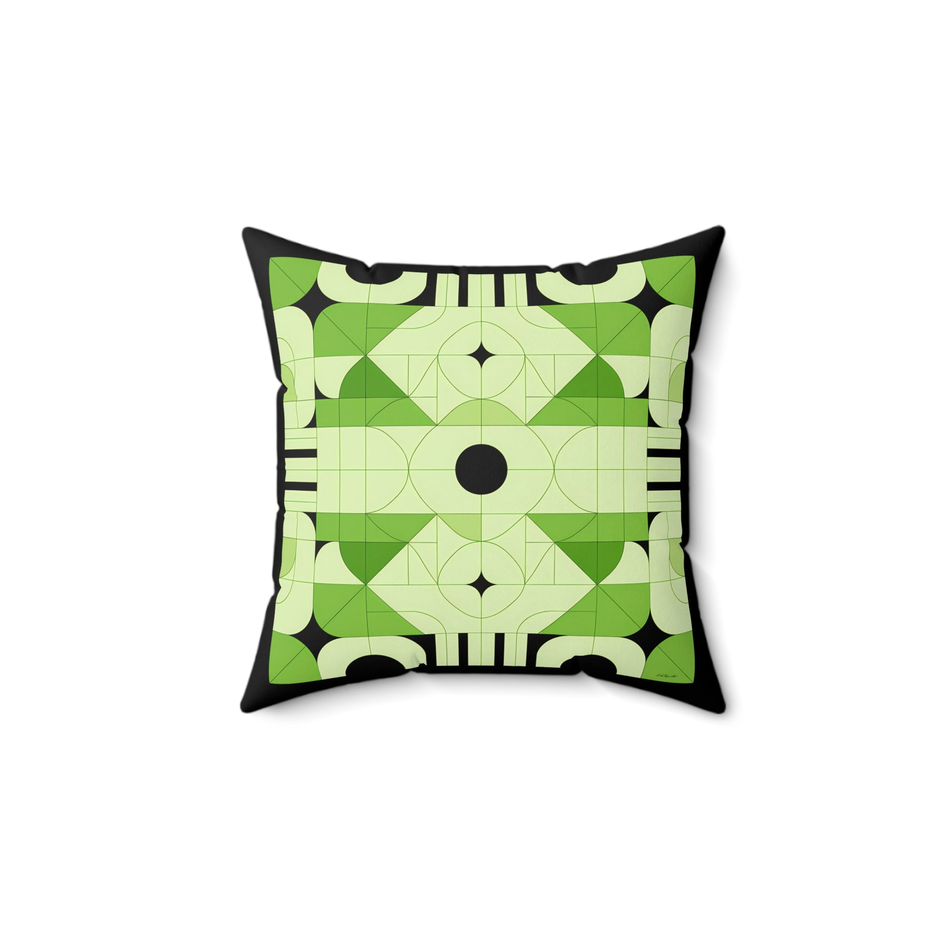Geometric Green and Black Accent Pillow, Modern Decorative Pillow, Home Decor Gift, Unique Couch Cushion, Boho Pillow, Abstract Decor - LOLA VEGAS ART