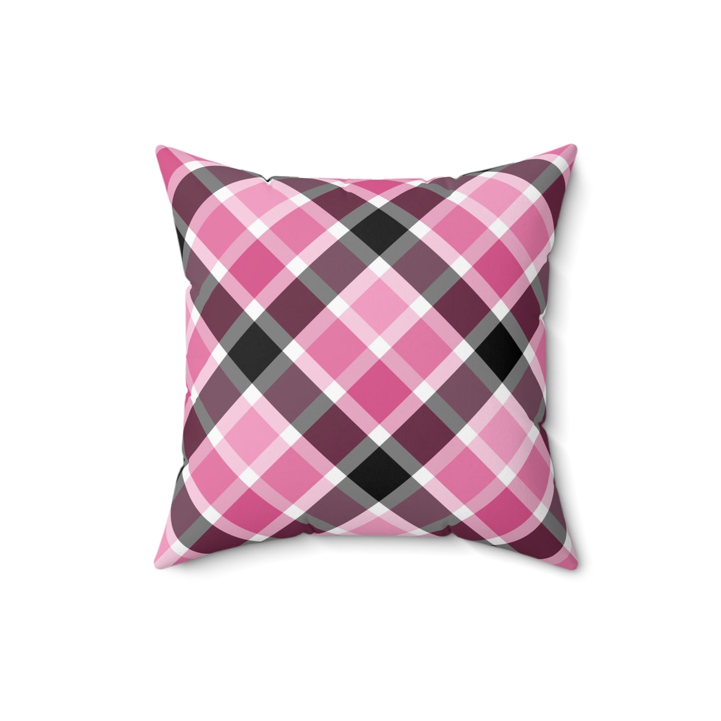 Chic Plaid Square Pillow, Cozy Home Decor, Living Room Accent, Pink Throw Pillow, Gift for Her - LOLA VEGAS ART