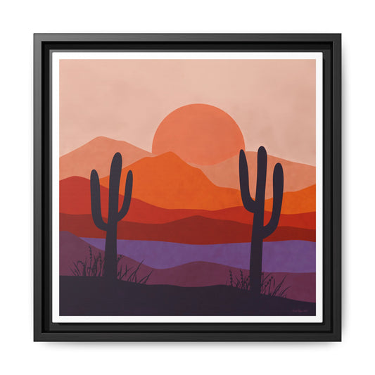 Desert Sunset Framed Canvas Art, Boho Home Decor, Nature Wall Art, Cactus Print, Warm Colorful Wall Decor, Housewarming Gift - LOLA VEGAS ART