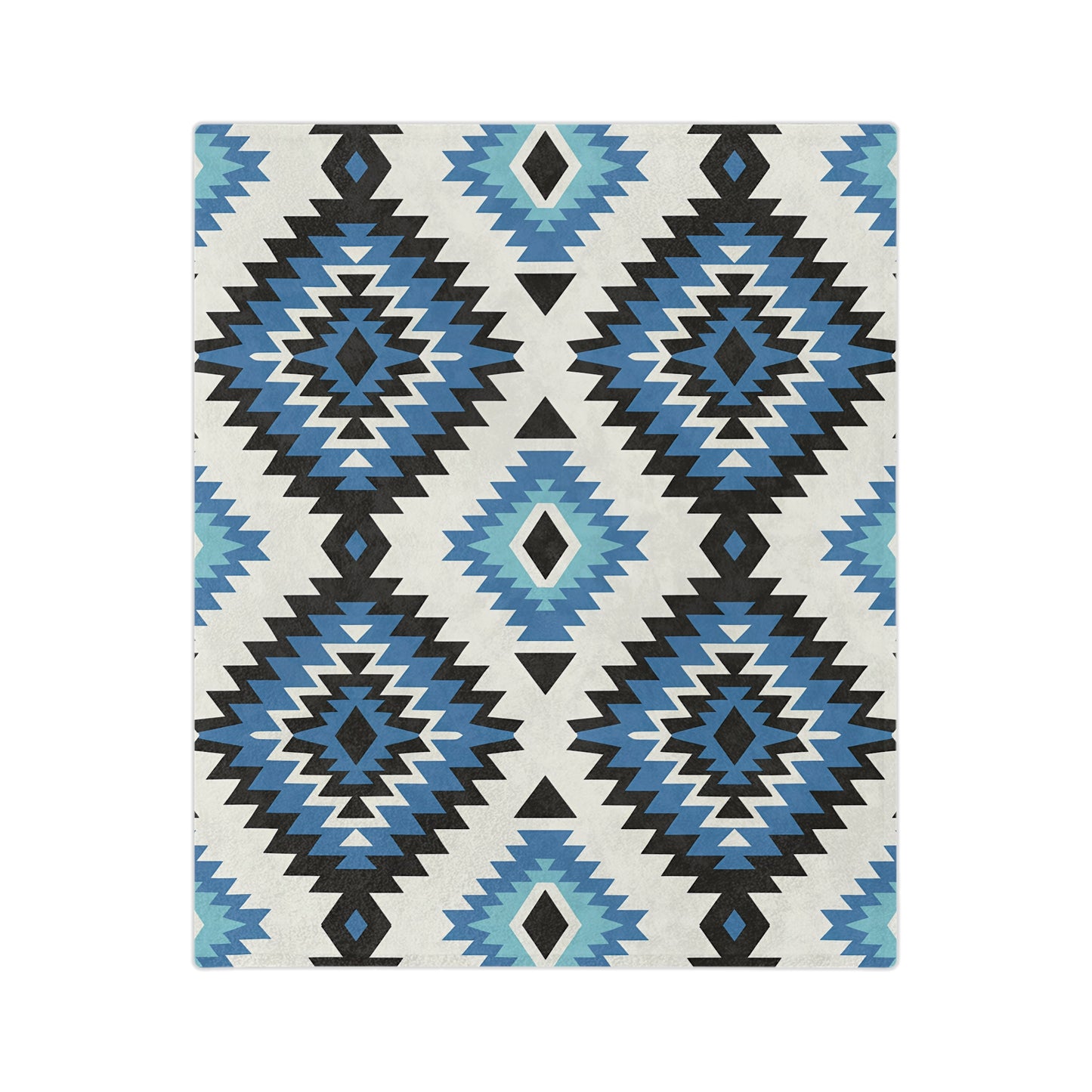 Geometric Blue Pattern Microfiber Blanket | Cozy Throw, Home Decor, Gift for Him/Her, Tribal Design, Indoor/Outdoor Use - LOLA VEGAS ART