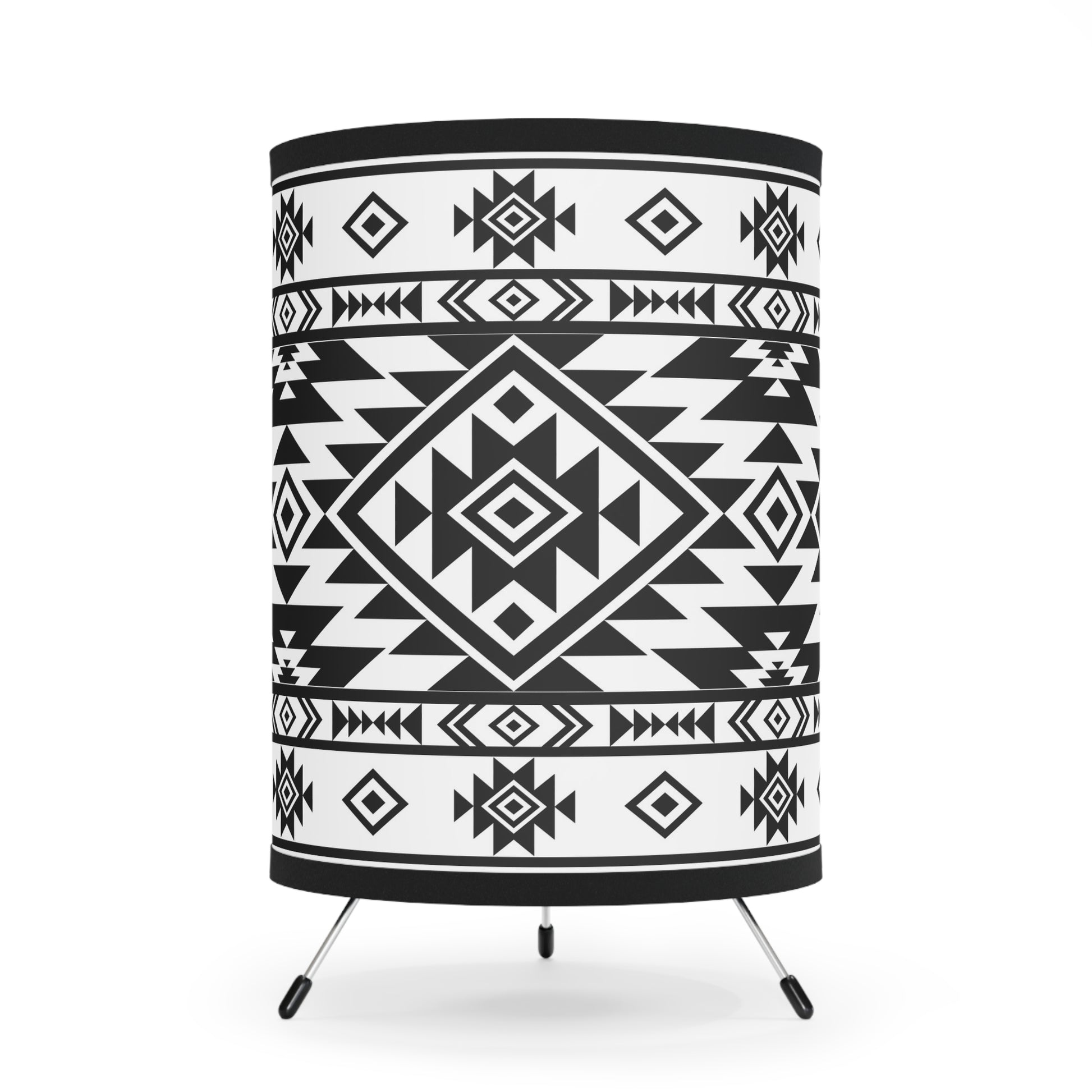 Table Lamp, Tribal Ethnic Print, Eclectic Home Decor, US Plug, Black and White Shade, Native Design, CA Plug, Boho Chic Lighting, Unique - LOLA VEGAS ART