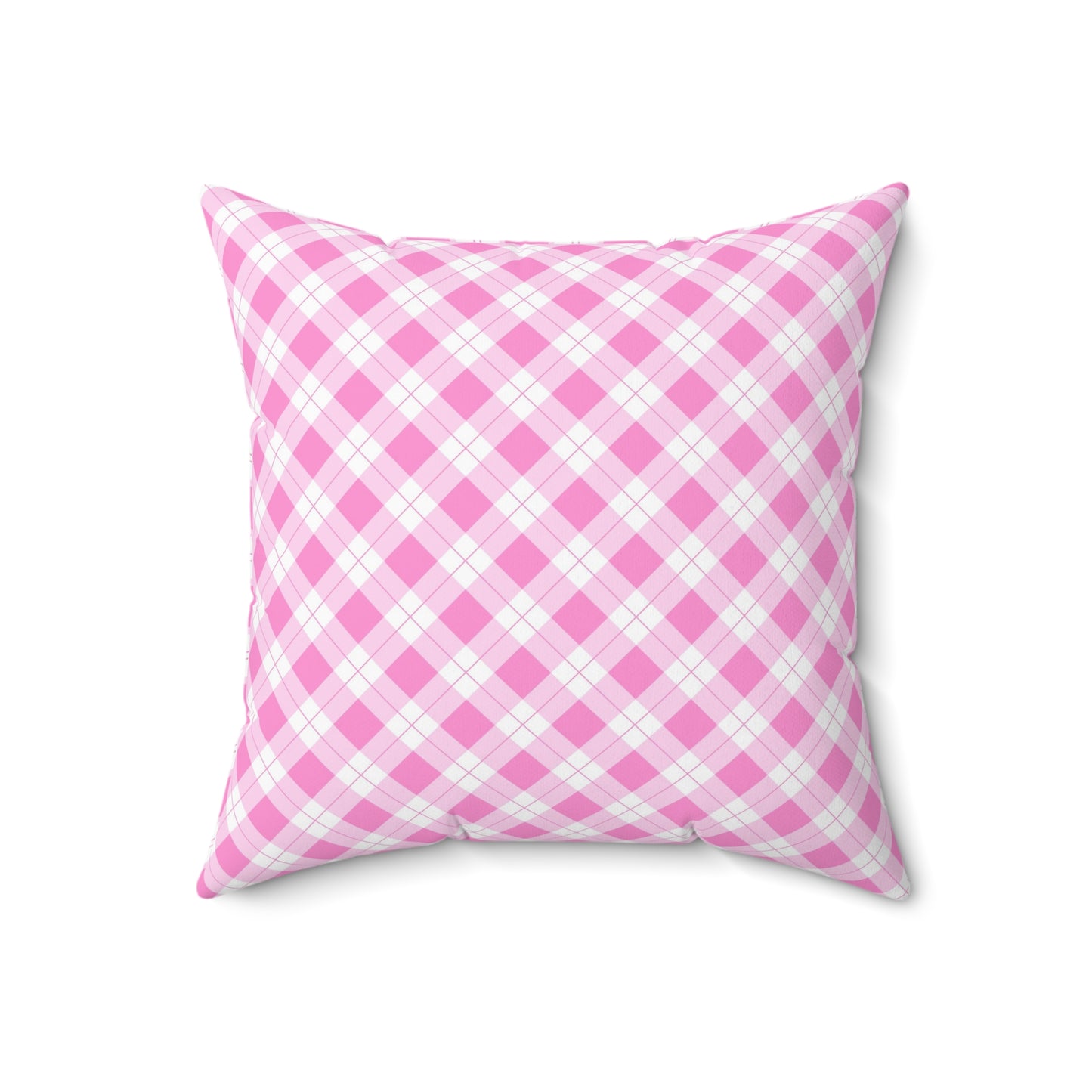 Pink Plaid Decorative Pillow, Cozy Home Accent, Cute Gift for Her, Farmhouse Decor, Living Room Throw Pillow - LOLA VEGAS ART