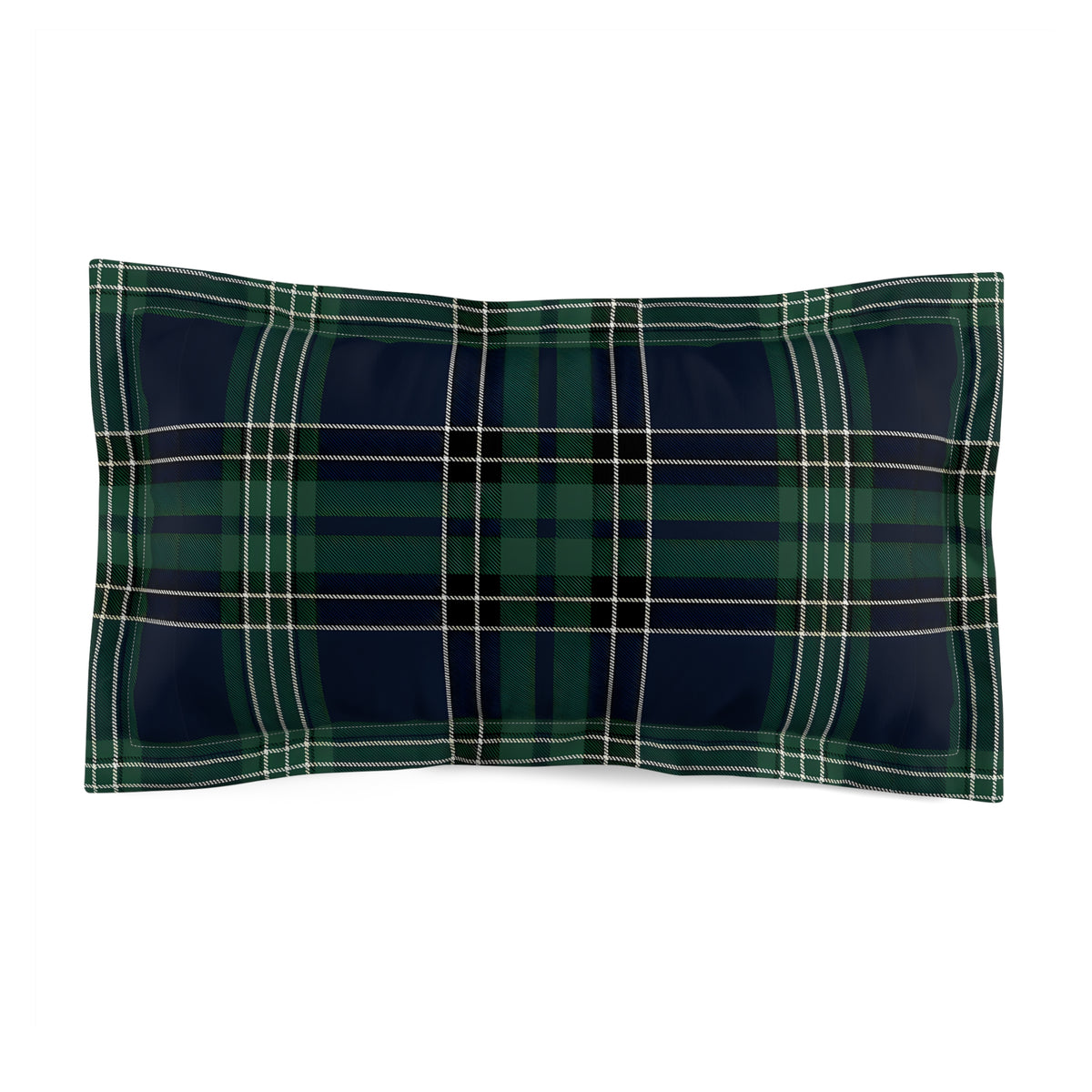 Navy Green Tartan Plaid Pillow Sham | Microfiber Pillow Sham