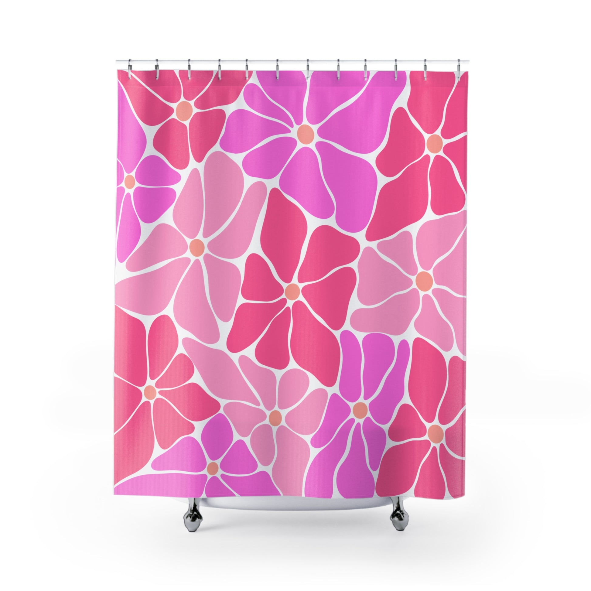Vibrant Floral Shower Curtain, Chic Bathroom Decor, Pink Blossom Design, Modern Home Accessory, Gift for Flower Lovers, Spring Vibes - LOLA VEGAS ART