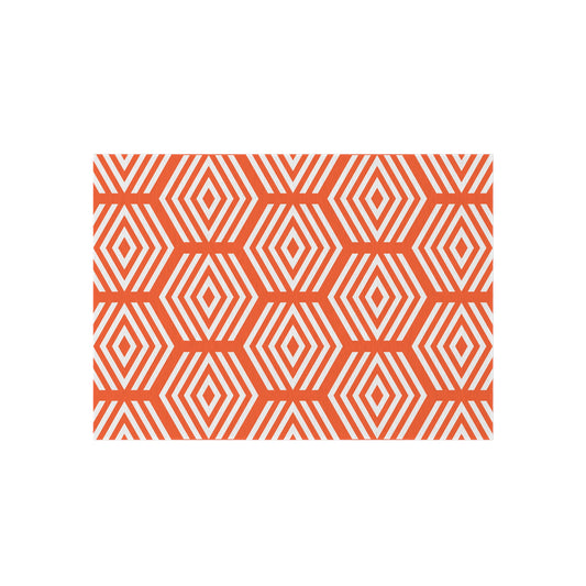 Geometric Hexagon Pattern Outdoor/Indoor Rug | Orange White Diamond Patio Mat